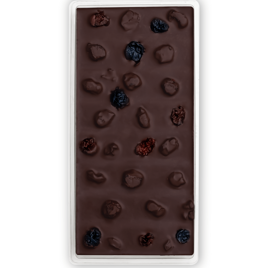 70% Intense Dark Chocolate 30% Cranberry & Blueberry -100g/200g